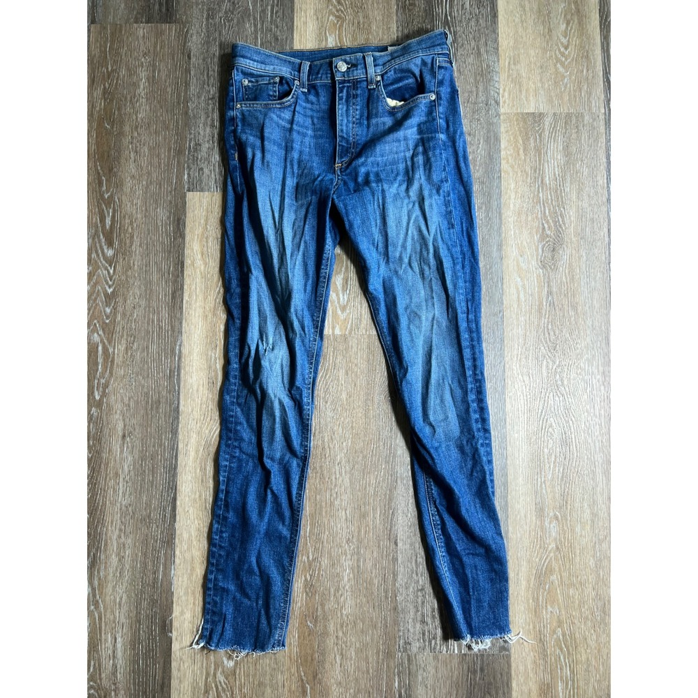 Rag & Bone High Rise Skinny Jeans Womens 28 Blue Good Raw Hem Denim